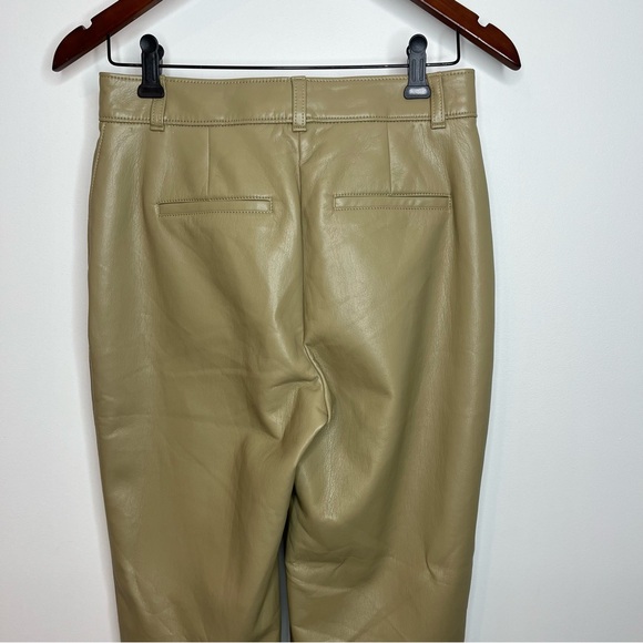 Aritzia Babaton Women's Size 4 Command Cropped Pant Mid Rise Vegan Leather Tan - Picture 4 of 12